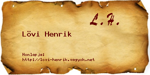 Lövi Henrik névjegykártya